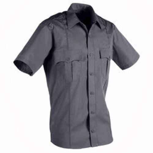 American Styling Poly Cotton Epaulet Short Sleeve Shirt Grey