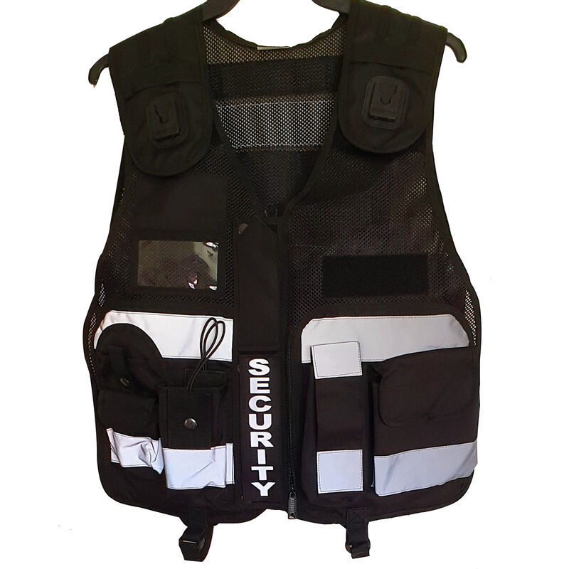 Multi Pocket Cool Mesh Fabric Vest With Body Camera Attachment Black