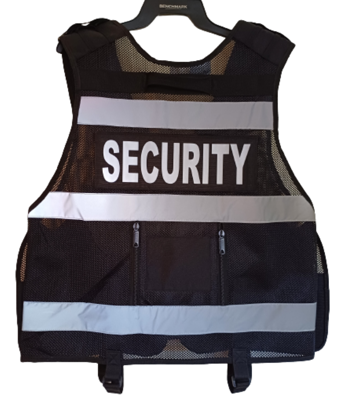 Multi Pocket Cool Mesh Fabric Vest With Body Camera Attachment Black