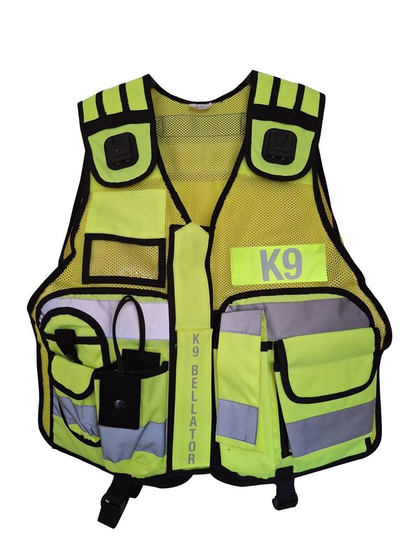 Multi Pocket Cool Mesh Fabric Vest With Body Camera Attachment Navy + Yellow ava