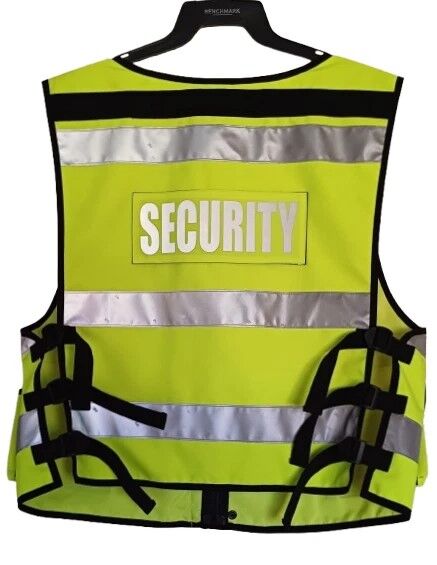 Multi Pocket Security Vest 3M Hi Vis Tape Yellow with Body Camera Attachment