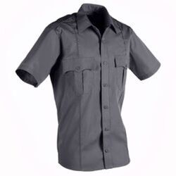 American Styling Poly Cotton Epaulet Short Sleeve Shirt Grey