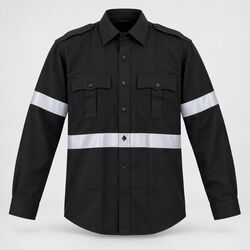American Styling Poly Cotton Epaulette Long Sleeve Shirt with Stripe