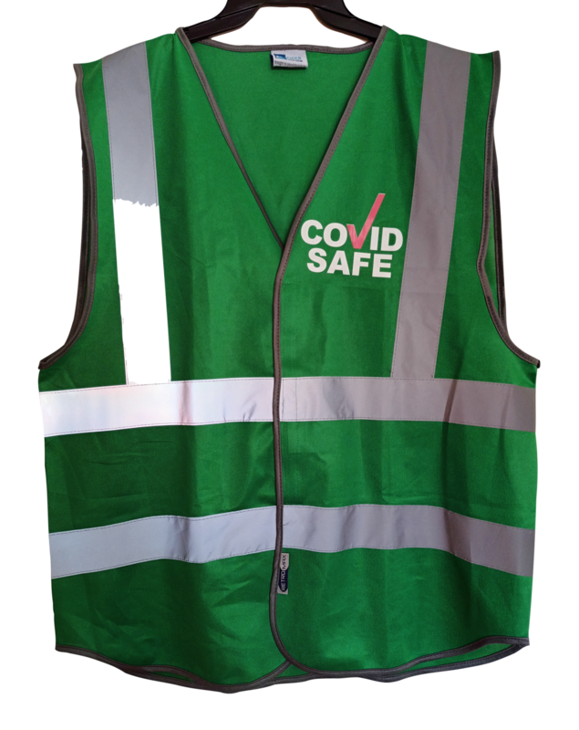 Covid Safe Vest Front and Rear Green