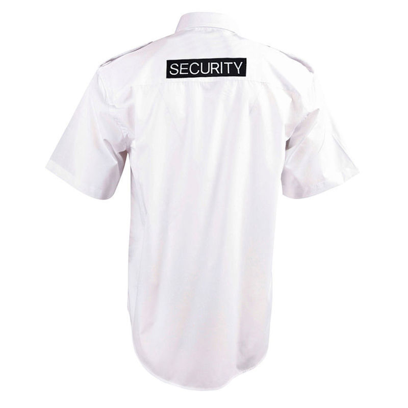 Epaulettes Superior Shirt White Short Sleeves with Security to Front and Rear