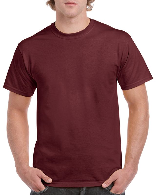 Gildan Classic Uomo – Maglietta 100% Cotone, Colore Maroon/Carolina, Taglia M