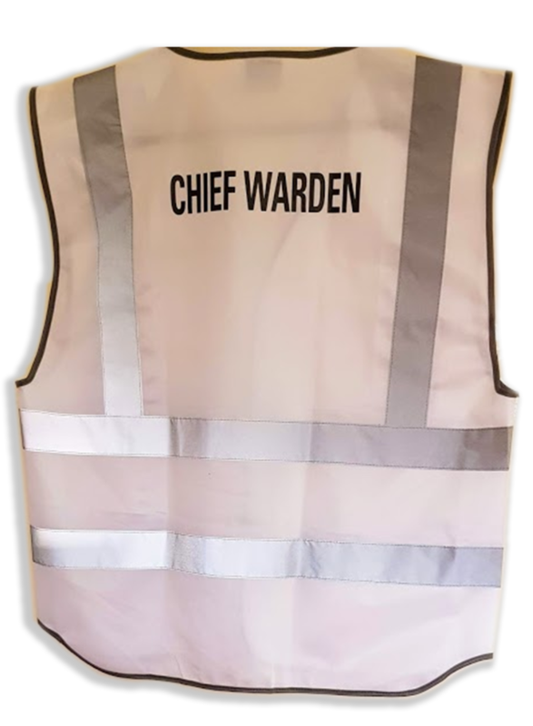 Hi Vis White Chief Warden Vest Rear Print Only One Line Murray