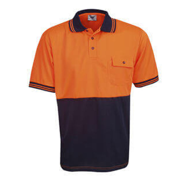 Hi Vis Polo Shirt Short Sleeve Orange/Navy