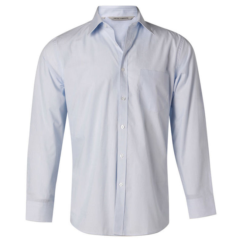 Men+039s Fine Stripe Long Sleeve Shirt Pale Blue