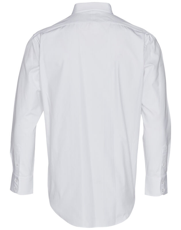 Men+39s CVC Oxford Long Sleeve Shirt White back view