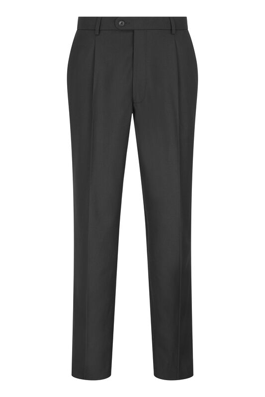 Men+39s Single Pleat Heavy Duty Wool Mix Trousers Black front