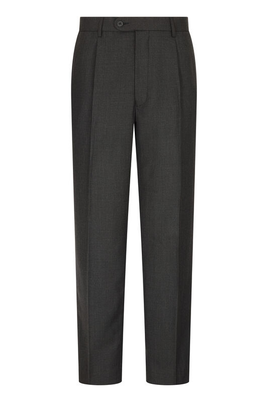 Men+39s Single Pleat Heavy Duty Wool Mix Trousers Charcoal