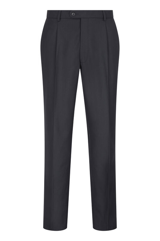 Men+39s Single Pleat Heavy Duty Wool Mix Trousers Navy