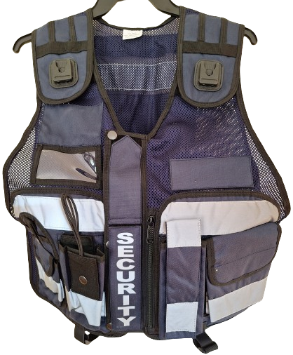 Multi Pocket Cool Mesh Fabric Vest With Body Camera Attachment Navy 