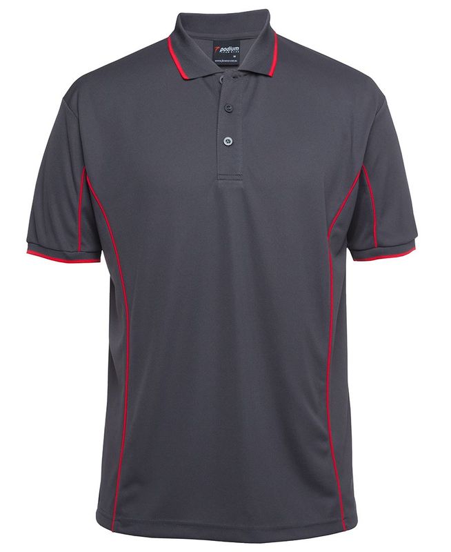 Piping Polo Charcoal/Red