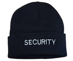 Acrylic Beanie Black - With SECURITY to Front 