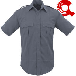 American Styling Epaulette Short Sleeve Shirt Grey