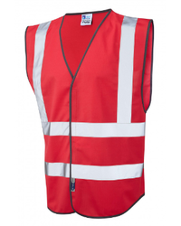 Coloured Hi Vis Vest Fire Warden Red