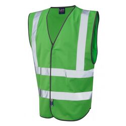 Coloured Hi Vis Vest with ID Pocket Front Green