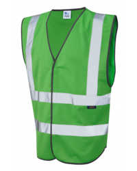 Coloured Hi Vis Vest with ID Pocket Front Green