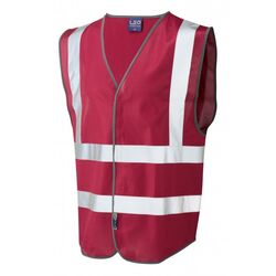 Coloured Hi Vis Vest with ID Pocket Front Maroon