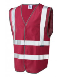 Coloured Hi Vis Vest with ID Pocket Front Maroon