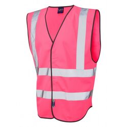 Coloured Hi Vis Vest with ID Pocket Front Pink