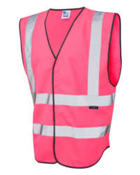 Coloured Hi Vis Vest with ID Pocket Front Pink