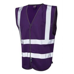 Coloured Hi Vis Vest with ID Pocket Front Purple