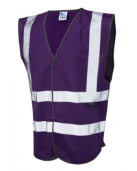 Coloured Hi Vis Vest with ID Pocket Front Purple