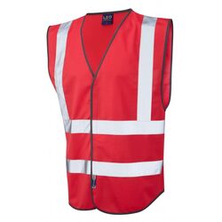 Coloured Hi Vis Vest with ID Pocket Front Red