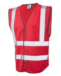 Coloured Hi Vis Vest with ID Pocket Front Red