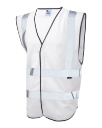 Coloured Hi Vis Vest with ID Pocket Front White