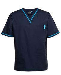 Contrast Scrubs Top Navy/Aqua