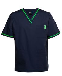 Contrast Scrubs Top Navy/Pea Green