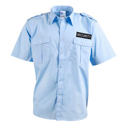 Epaulettes Superior Shirt Blue Short Sleeves with Security to Front and Rear