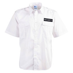 Epaulettes Superior Shirt White Short Sleeves with Security to Front and Rear