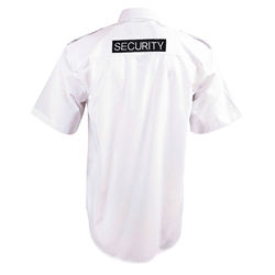 Epaulettes Superior Shirt White Short Sleeves with Security to Front and Rear