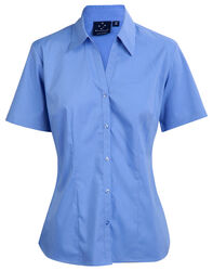 Executive Ladies Short Sleeve Shirt Mid Blue