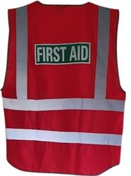 First Aid Reflective Coloured Hi Vis Vest Red