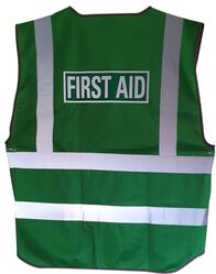 First Aid Reflective Coloured Hi Vis Vest  Green