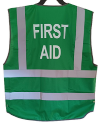 First Aid Vest Rear Coloured Hi Vis Vest Green