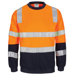 HIVIS 2 Tone Crew neck Fleecy Sweat Shirt Orange