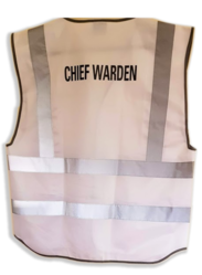 Hi Vis White Chief Warden Vest Rear Print Only One Line