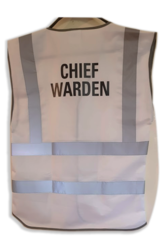 Hi Vis White Chief Warden Vest Rear Print Only Two Line 