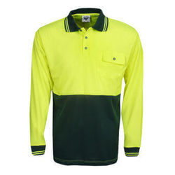 Hi Vis Polo Shirt Long Sleeve Yellow/Bottle