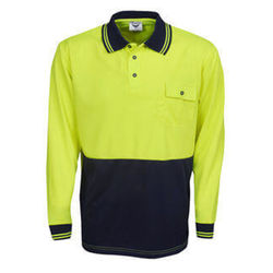 Hi Vis Polo Shirt Long Sleeve YellowNavy