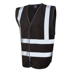 Hi Vis Warden Vest Rear Print Black