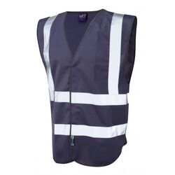 Hi Vis Warden Vest Rear Print Navy