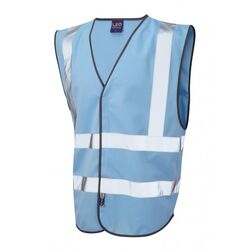 Hi Vis Warden Vest Rear Print Sky Blue